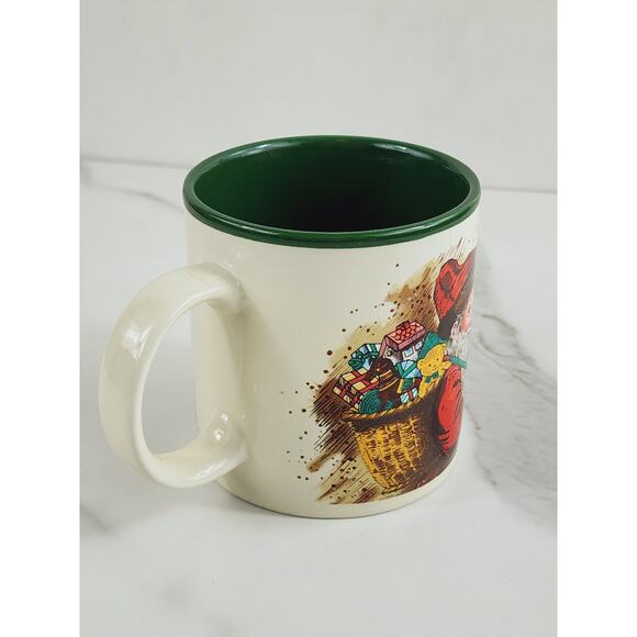 Christmas Santa Claus Coffee Mug Teacup 10oz 1987 Korea 3 1/2" Potpourri Press - Picture 8 of 16